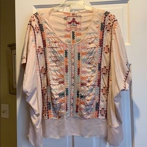 Johnny Was embroidered pink top